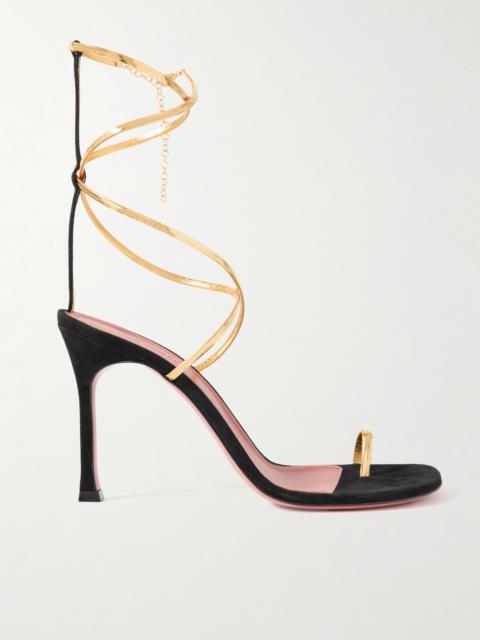 Henson Embellished Suede And Metallic Leather Sandals