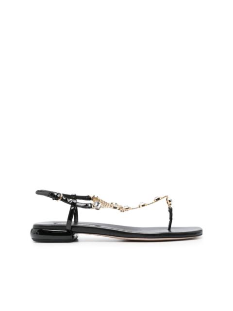 crystal-embellished leather sandals