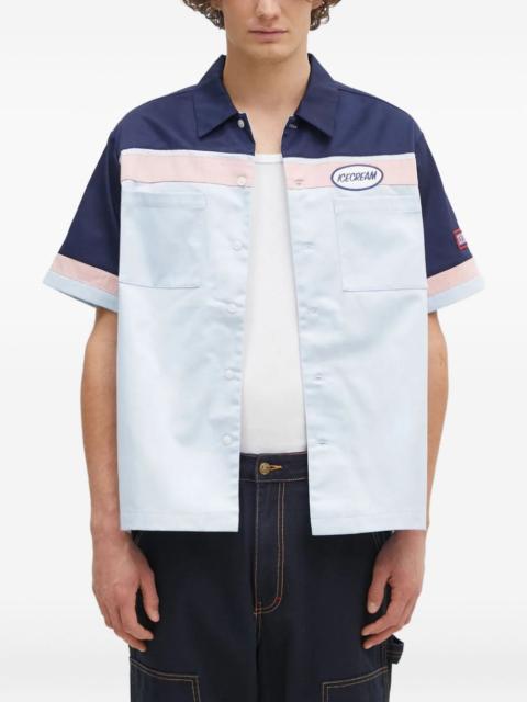 panelled embroidered shirt