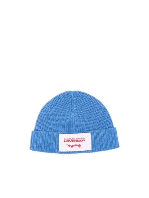 Chunky logo-patch beanie hat