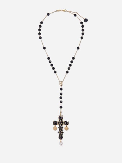 Tradition rosary in yellow gold black sapphires