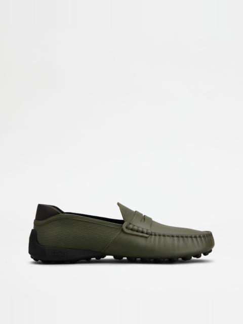 LOAFERS IN LEATHER - GREEN, BLACK