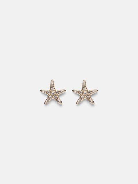 Starfish 14kt gold earrings with diamonds