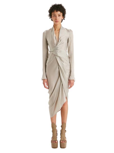 draped wrap midi dress