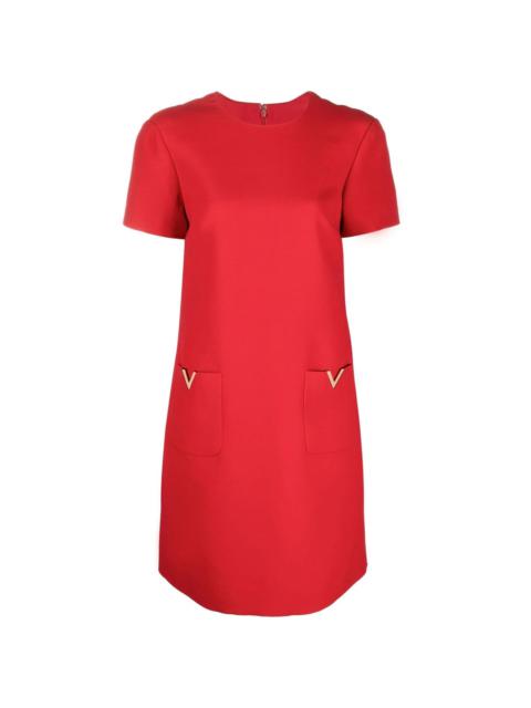 V Metal Logo shift dress