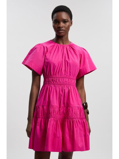 Shirred Cotton Tiered Woven Mini Dress