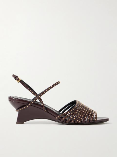 Drew Studded Glossed-leather Sandals