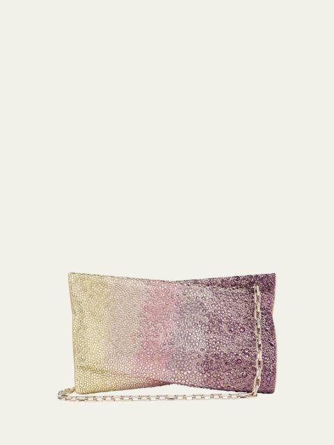 Loubitwist Small Strass Suede Clutch Bag