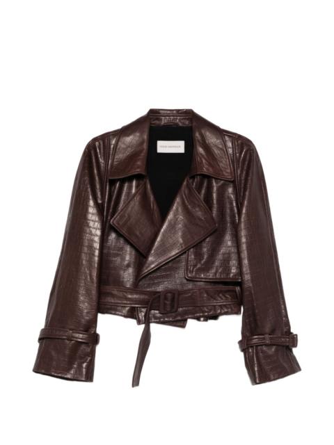 Haiti Croco belted leather jacket