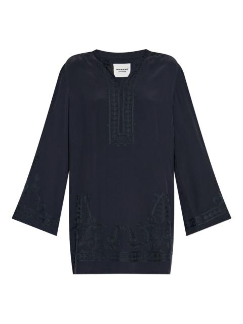 embroidered-paisley mini dress