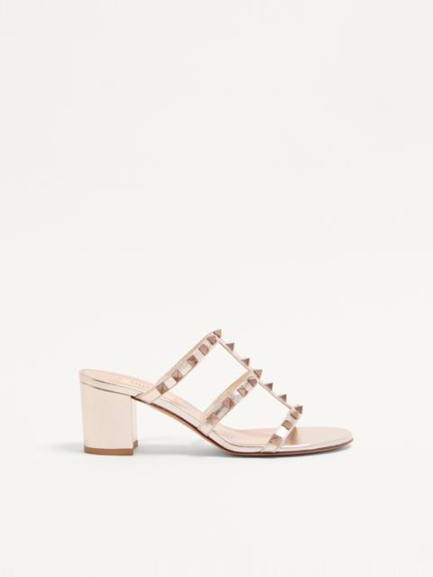 ROCKSTUD METALLIC CALFSKIN LEATHER SLIDE SANDAL 60 MM