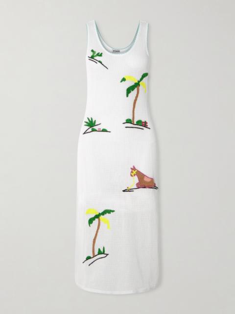 Luma Embroidered Open-knit Cotton Midi Dress