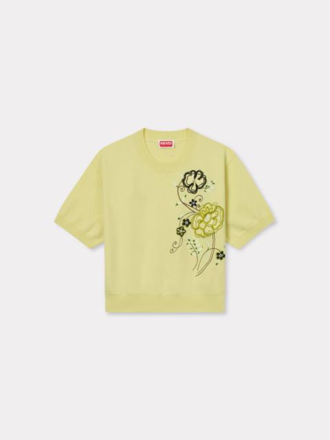 KENZO Peonies' embroidered top in light wool