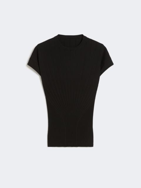 Rib-knit viscose sweater - BLACK