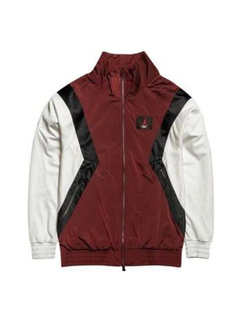 Air Jordan FLIGHT WARM-UP Jacket Logo Brown White Colorblock 'Brown White' AO0556-687