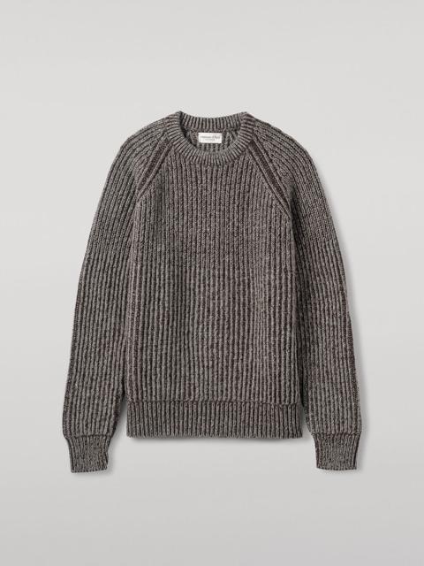Ribbed Donegal Cashmere Grey Jumper