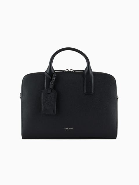Pebbled leather briefcase
