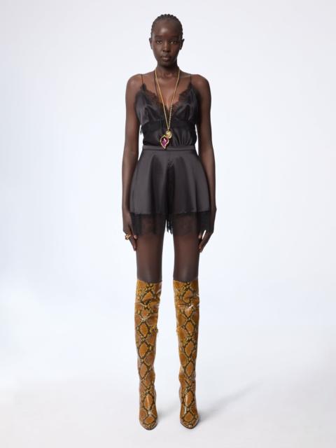 Black Mini Silk Satin Short