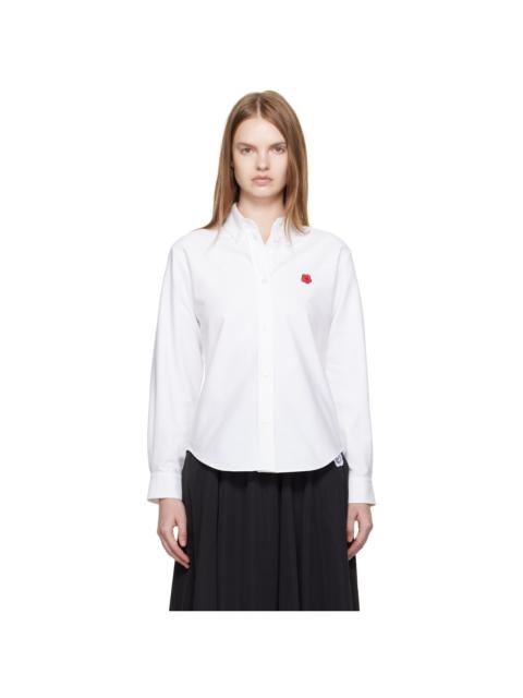 White Kenzo Paris 'Boke Flower' Embroidered Fitted Shirt