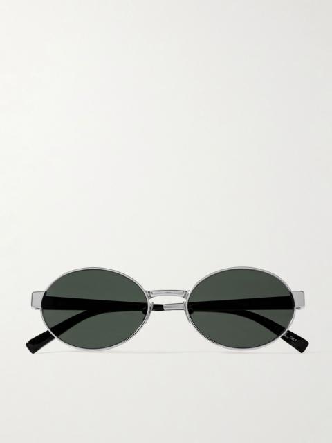 Oval-frame silver-tone sunglasses Silver