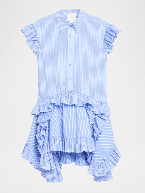 Mila Pinstripe Ruffled Poplin Dress