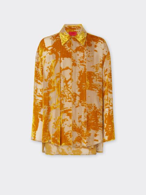 Silk velvet shirt with dévoré print