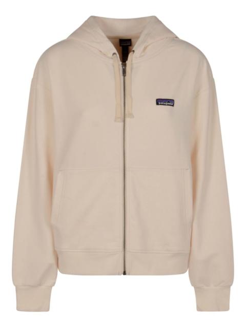 logo-patch hooded zip-up sweatshirt