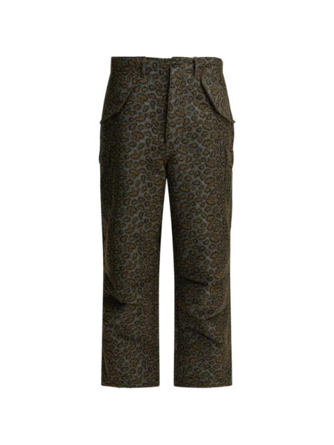 flap-pocket leopard print trousers
