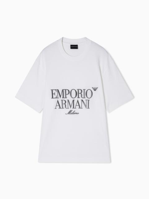 HEAVY JERSEY T-SHIRT WITH EMBOSSED LOGO EMBROIDERY