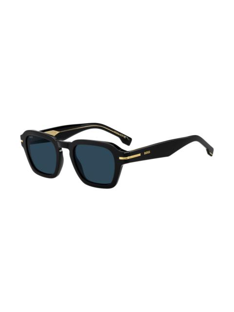 BLACK-ACETATE SUNGLASSES WITH GOLD-TONE TRIMS