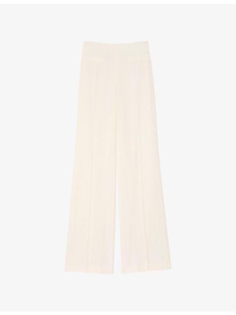 Sequin-Embellished Straight-Leg Woven Trousers