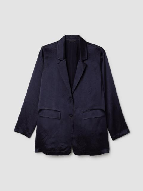 Textured Satin Long Blazer