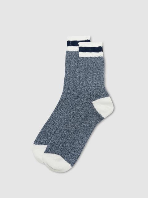 Tuck cuff stripe crew sock