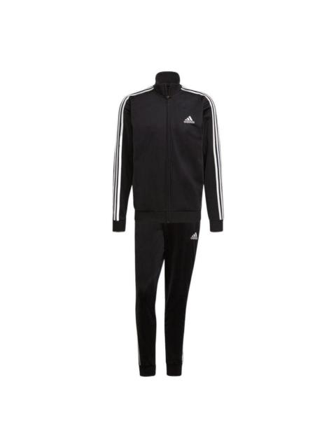 adidas Essentials 3-Stripes Track Suit Asia Sizing 'Black White' GK9651
