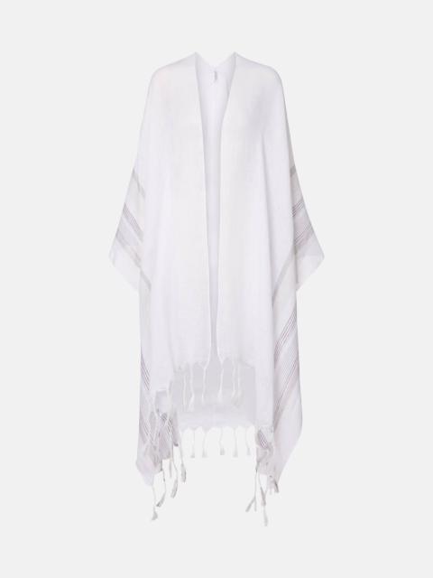 Fringed linen poncho