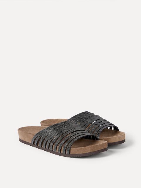 Suede slides with precious straps