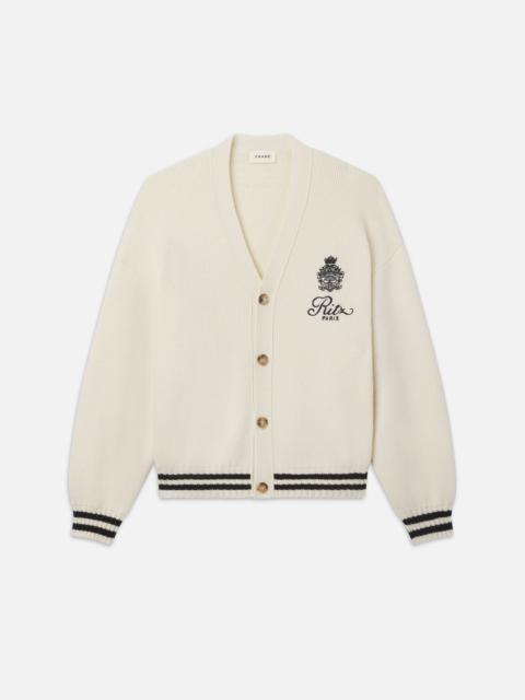 Ritz Embroidery Cashmere Cardigan in Cream
