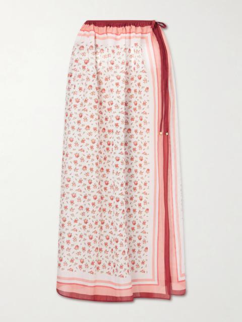 Floral-print Cotton-voile Coverup