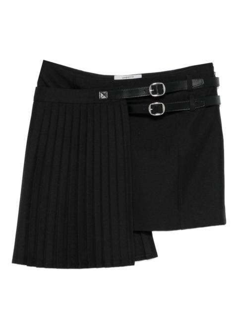 pleated belted mini skirt
