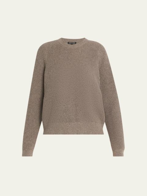 Crewneck Cotton-Cashmere Thermal Knit Top