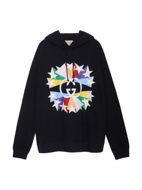 Interlocking G star burst print cotton sweatshirt