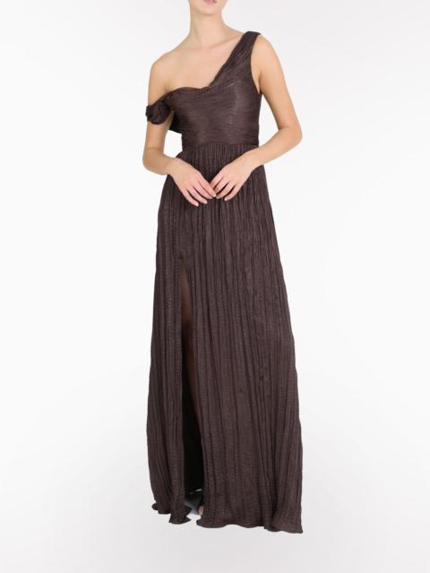 ONE-SHOULDER PLEATED SATIN GOWN