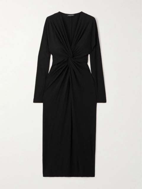 Mathilde twist-front jersey midi dress Black