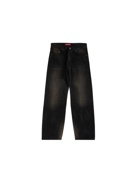 Supreme Distressed Loose Fit Selvedge Jean (SS24) Washed Black