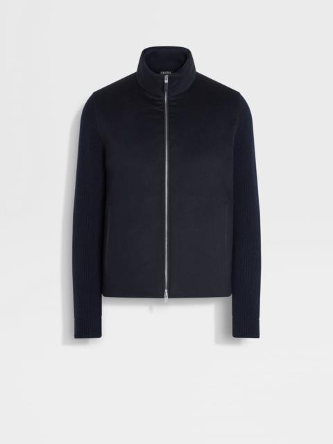 NAVY BLUE OASI CASHMERE FULL ZIP CARDIGAN