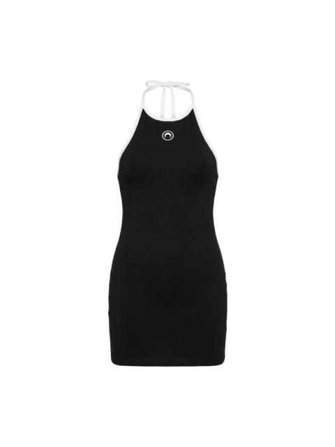 MOON LOGO RIBBED JERSEY HALTER SHORT DRESS