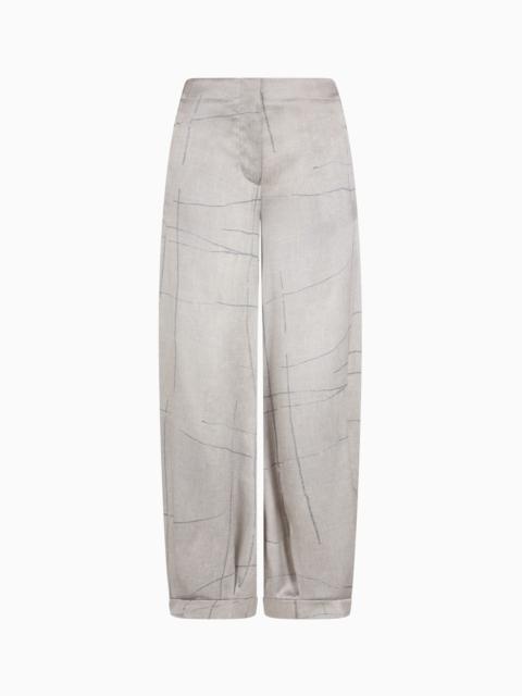 WIDE-LEG TROUSERS IN PRINTED SILK SATIN