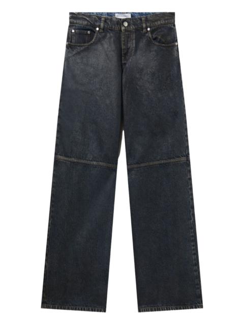 faded-effect panelled jeans