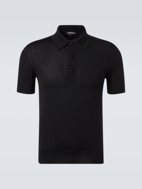 Cashmere and silk polo shirt