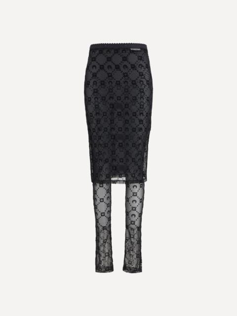 Moonogram Mesh Flock Pant-Skirt